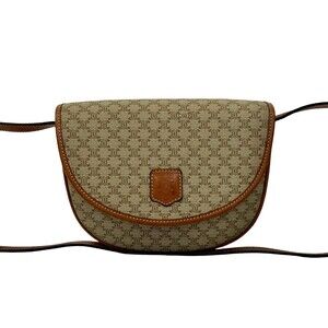 CELINE Macadam Blason Triomphe Leather Mini Shoulder Bag/Pochette in Brown (1...